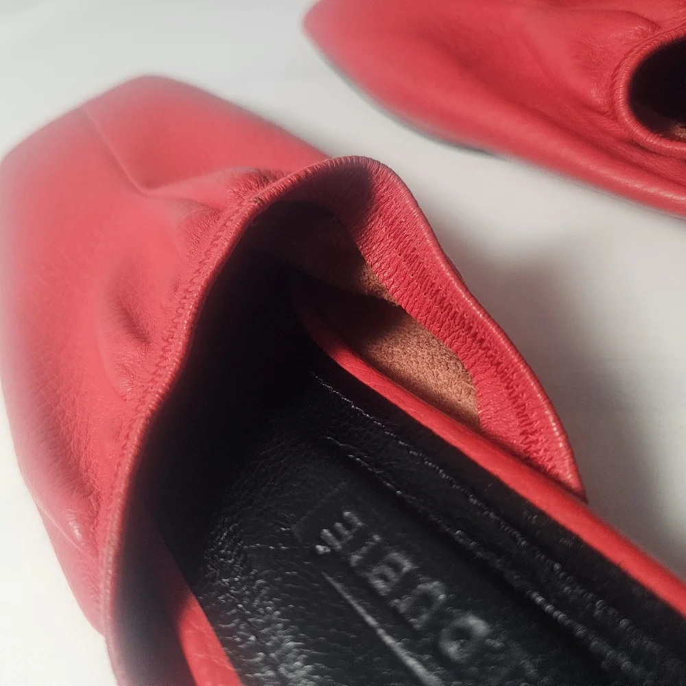 Dubie Red Leather Slip-On Mule Flats - Picture 11 of 13